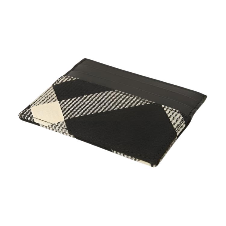 Burberry Decorative Jacquard Fine Wool Check Four Card Slot Cotton Card Holder Men Card Holder Black White 80895081