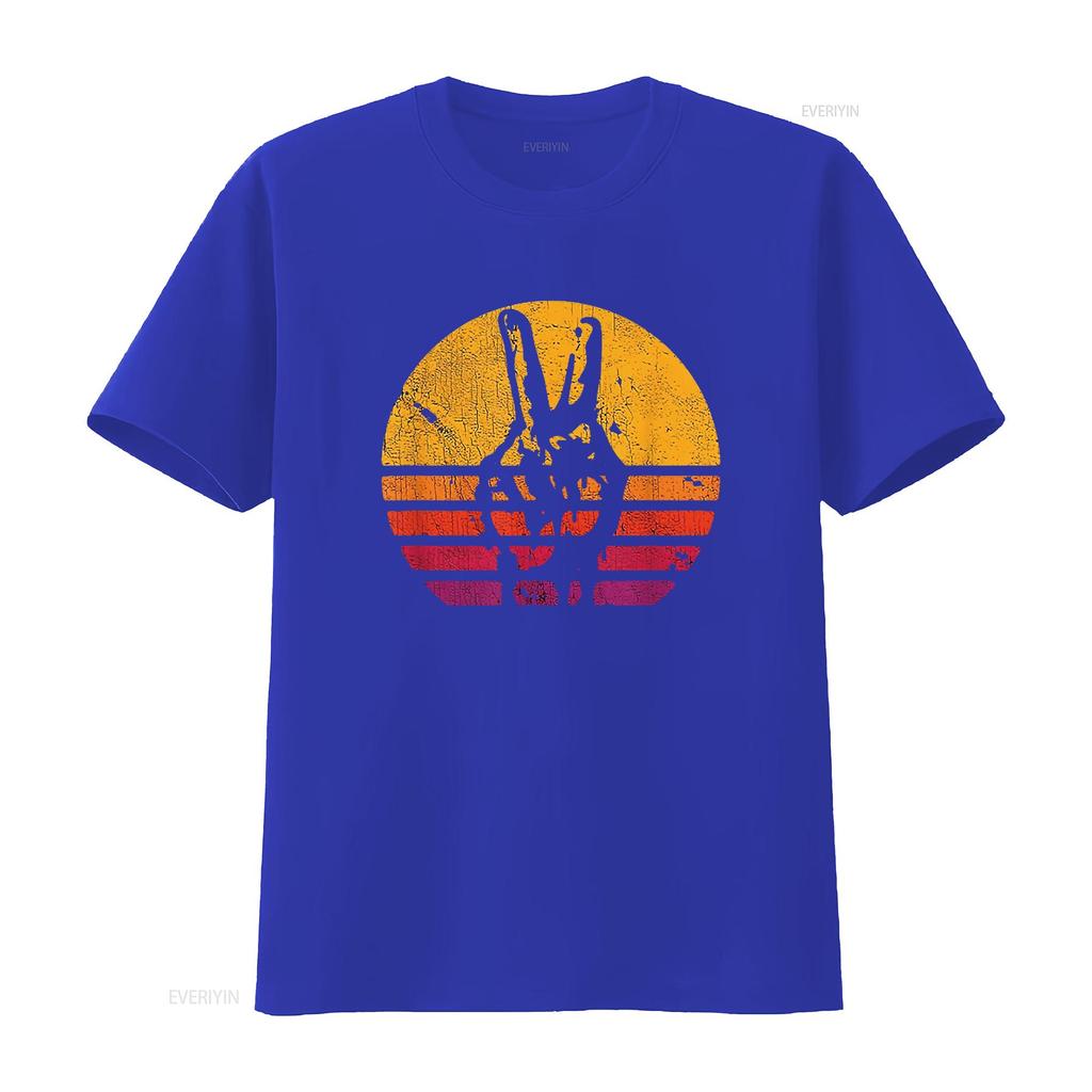 Womens Retro Peace T Shirt Love 60 S 70 Hippie Inspired Vintage Washed Breathable Top For Everyday Wear Stretched Slightly
