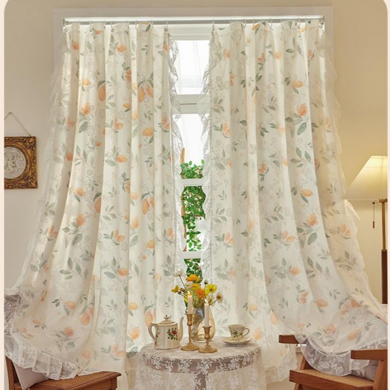 French Lace Curtains Semi Sheer Light Filtering No Drill Bedroom Living Room