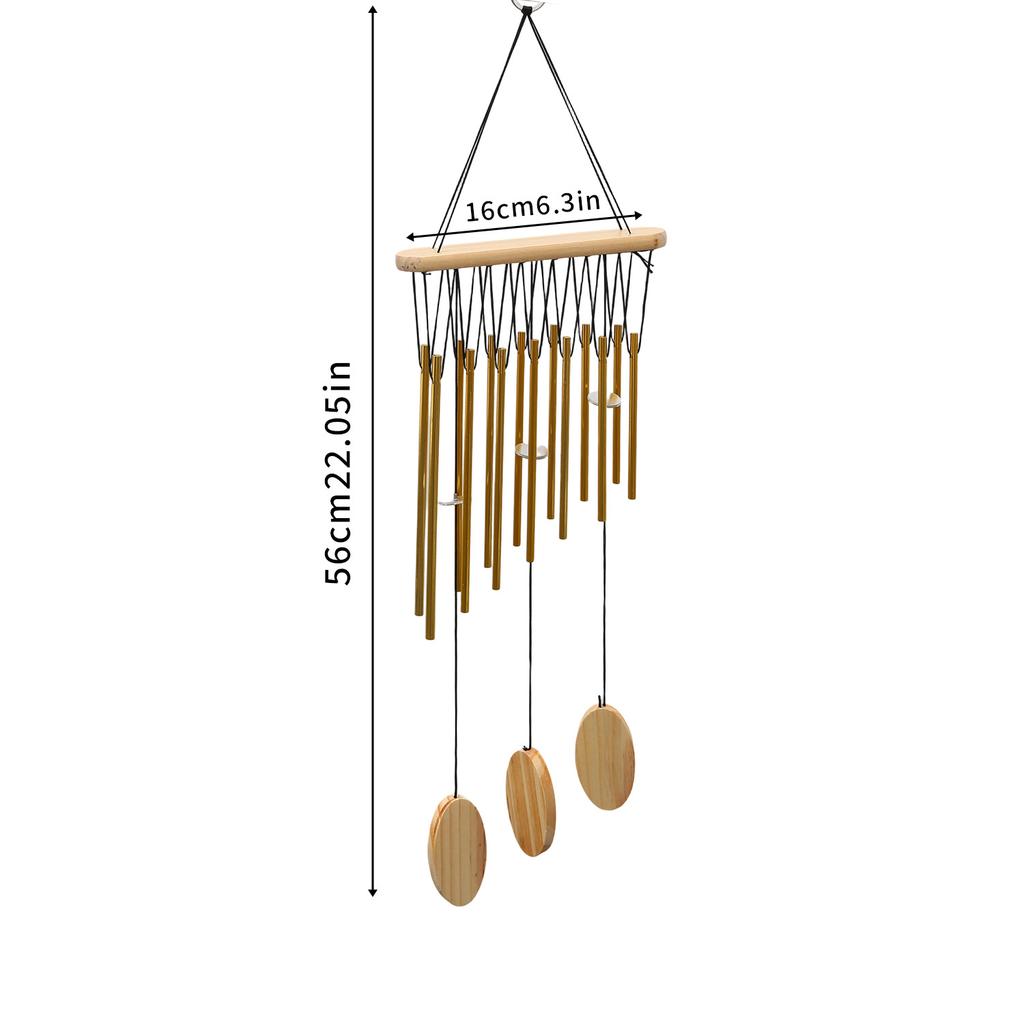 Simple Style Wooden Wind Chime with Metal Tubes Outdoor Indoor Hanging Decor