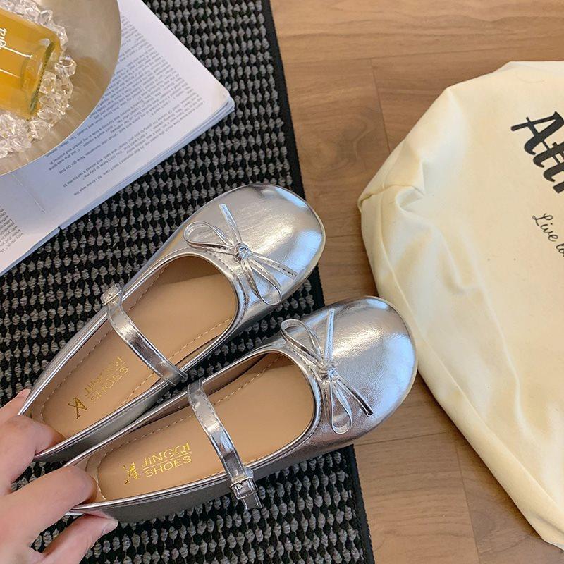 Round Head Versatile Spring And Summer Thick Heel Children Sweet Bow Light Mouth Single Shoes New Retro Mary Jane Shoes