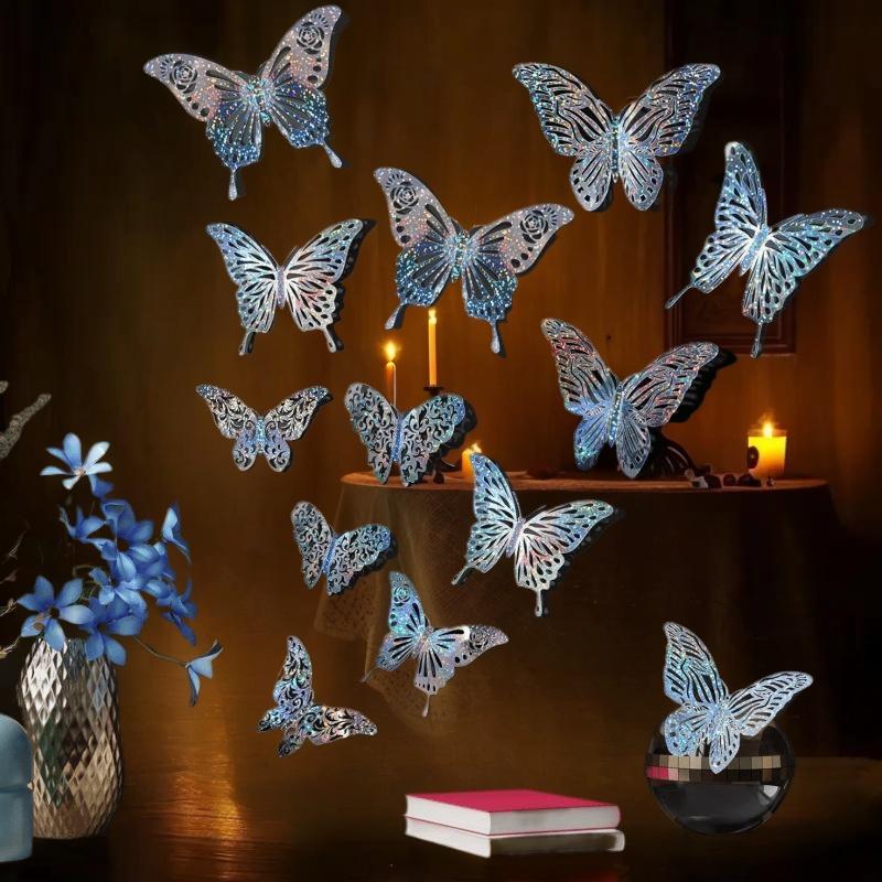Pack of 48 3D Butterfly Wall Decals In 4 Stunning Styles and Sizes; Butterfly Birthday Party/Cake and Room Decorations