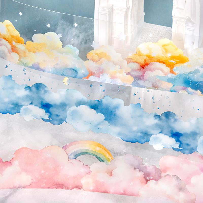 1roll/ Cloud Theme Theme Cute Cartoon Sticker DIY Decorative Material Collage Paper Scrapbooking Material Handmade  Diary Album