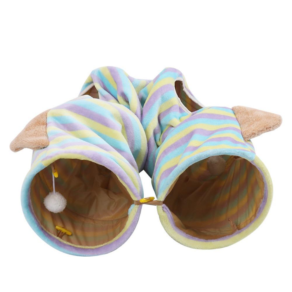 Striped Cat Tunnel Sleeping Beds Foldable Cats Tunnel Breathable Wear-resistant Cat Toys Interactive Accessories for Cats