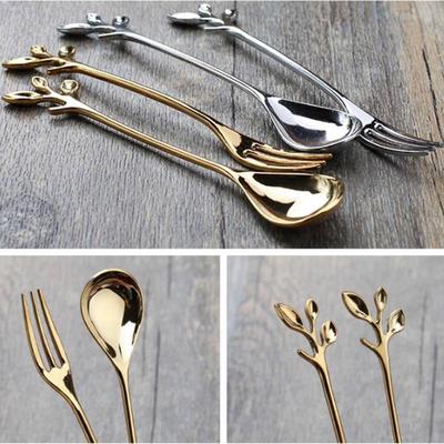 And  Leaf Stalk Tableware Fruit Fork   Coffee Spoon Dessert Spoon Kitchen Supplies
