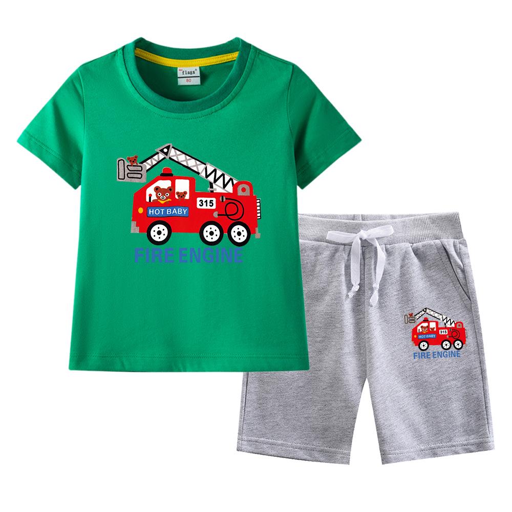 Boys' Summer 2023 Loose Short-Sleeve Shorts Two-Piece Set for Kids