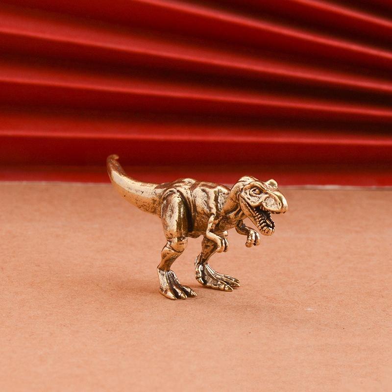 33g Jurassic Tyrannosaurus Dinosaur Solid Brass Small Ornament Animal Statue Simulated Tyrannosaurus Rex Figurines Handcrafts
