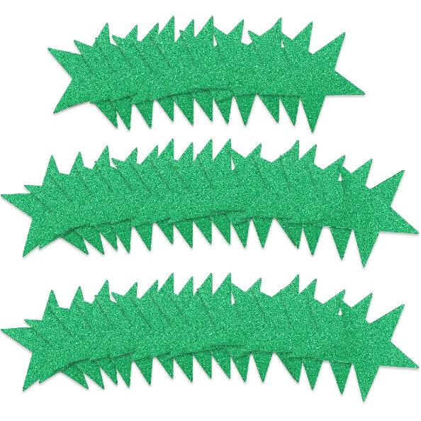50 Pcs Glitter Star Cutouts, Glitter Stars Paper 6 Inch Star Cutouts for Bulletin Board Shiny Green Star Cutouts Versatile Paper Star Decorations for