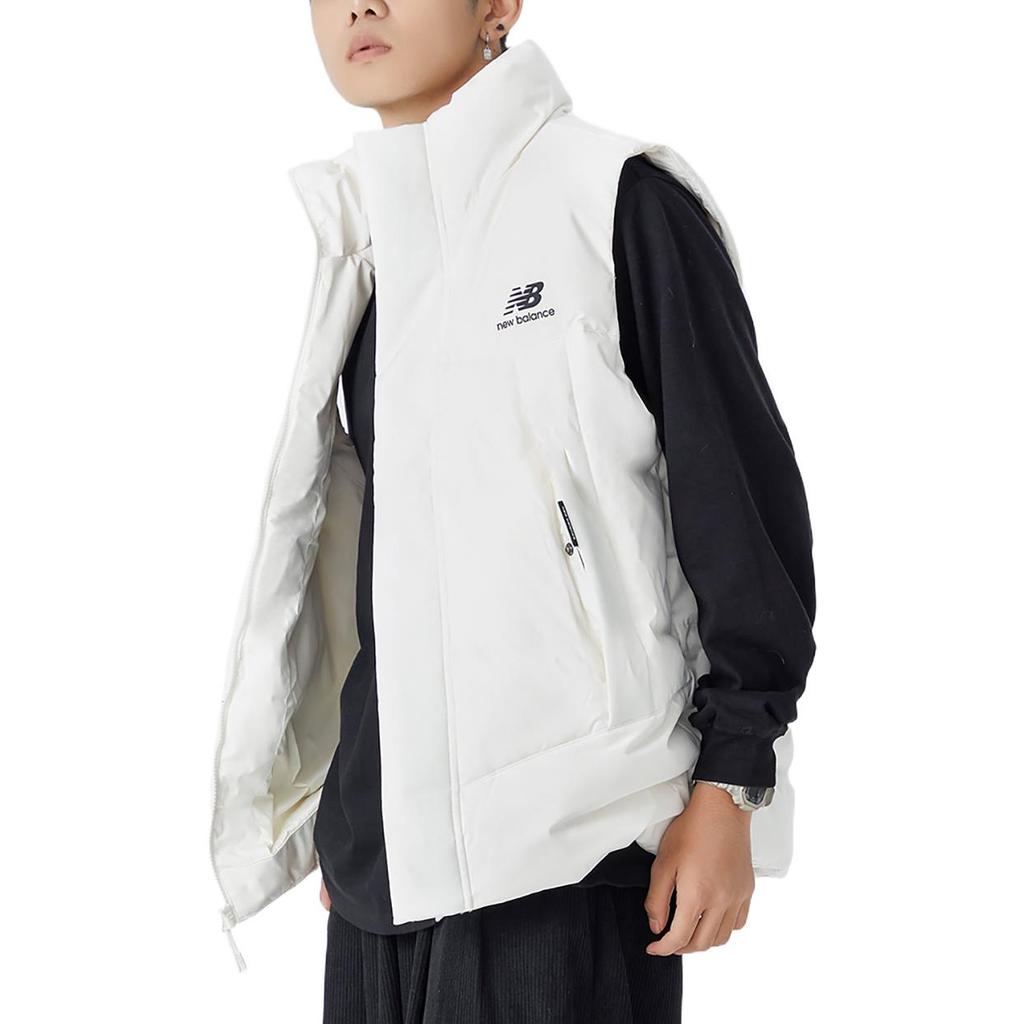 New Balance Pocket Puffer Down Vests Men's White Stand Collar Moderate Other AMV24360-CIC