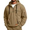 Sudadera con capucha y cremallera de manga larga informal para hombre con múltiples bolsillos