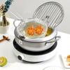 Stainless Steel Deep Frying with Handle Mesh Net Cooking Tools Food Colander Fry Basket Filter
