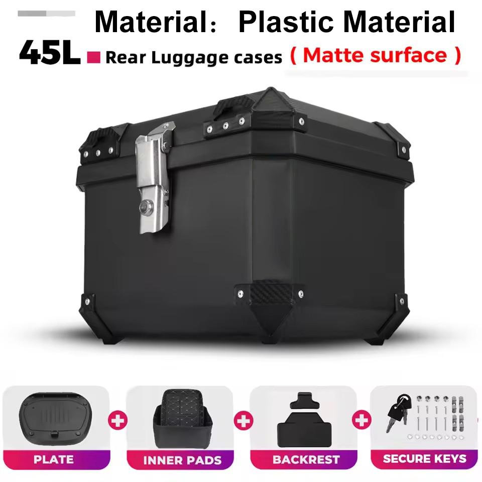 45L 57L Universal plastics Motorcycle Tail Box Top Case Lockable Luggage Top Helmet Waterproof Shock Absorption Storage Carrier