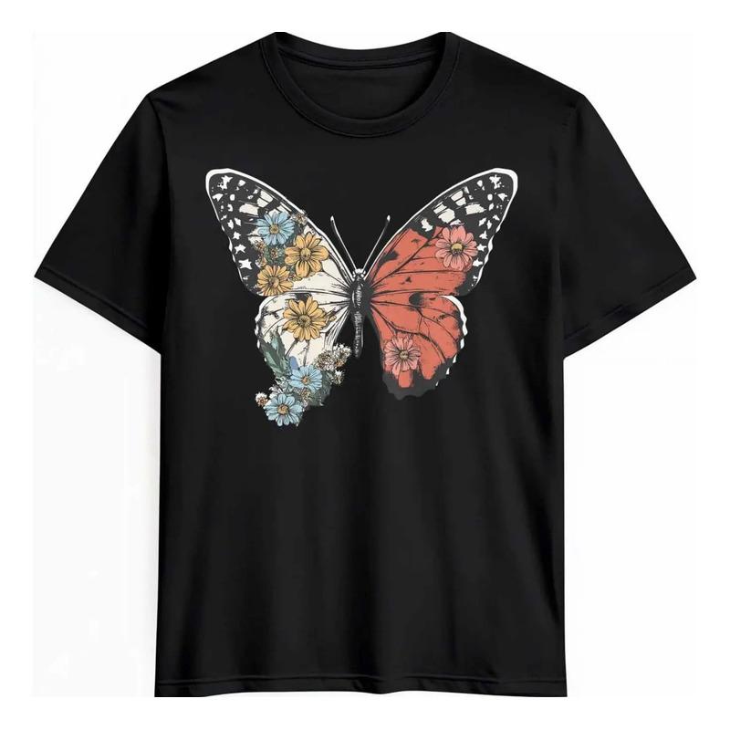 Camisetas Vintage Con Estampado De Mariposas Y Flores De Los S