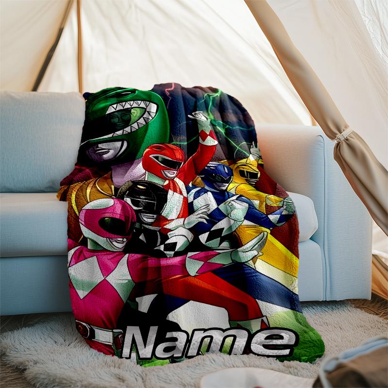 Personalized Custom Name Blanket - Mighty Morphin Power Rangers Print Design,Blanket for Sofa,Bed,Travel,Camping - Soft and Warm, Great Gift
