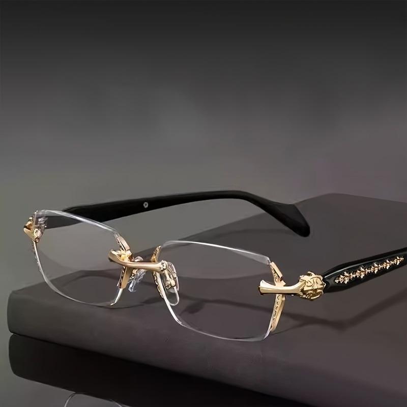 Fashion Harajuku Style Myopia Glasses 0~400 Men Women Anti Radiation Cutting Anti Blue Light Rimless Presbyopia Eyewear