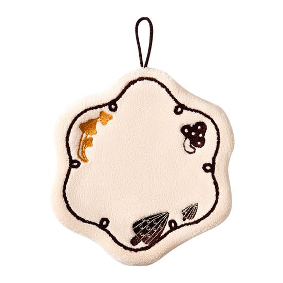 

Hand Towel with Lanyard Hanging High-Density Coral Velvet Quick-Drying Breathable Bathroom Hand Towel Doughnut Mushroom Design for Kitchen A