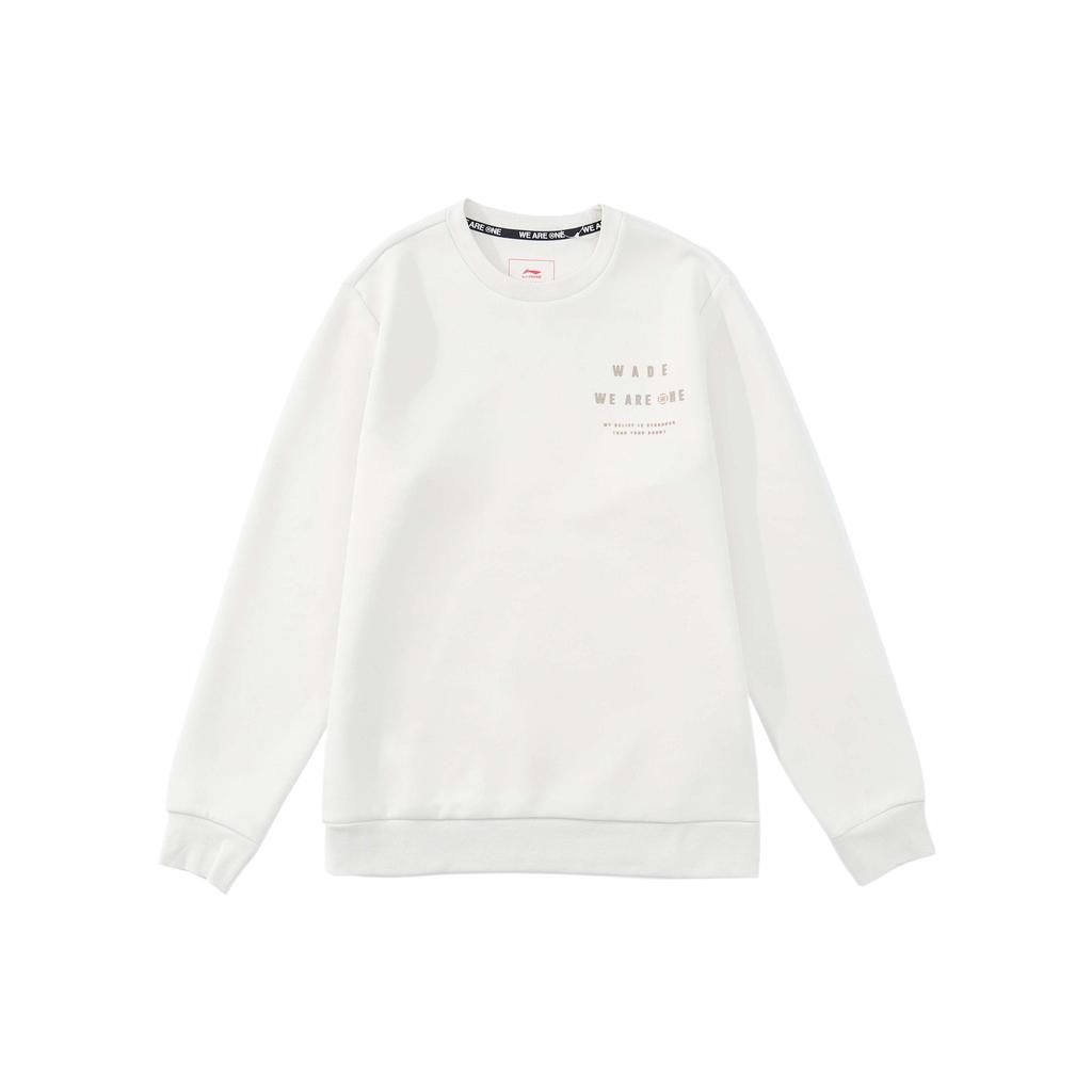 Li Ning Sweatshirts Men's Ecru Crew Neck Moderate Regular AWDS189-3K