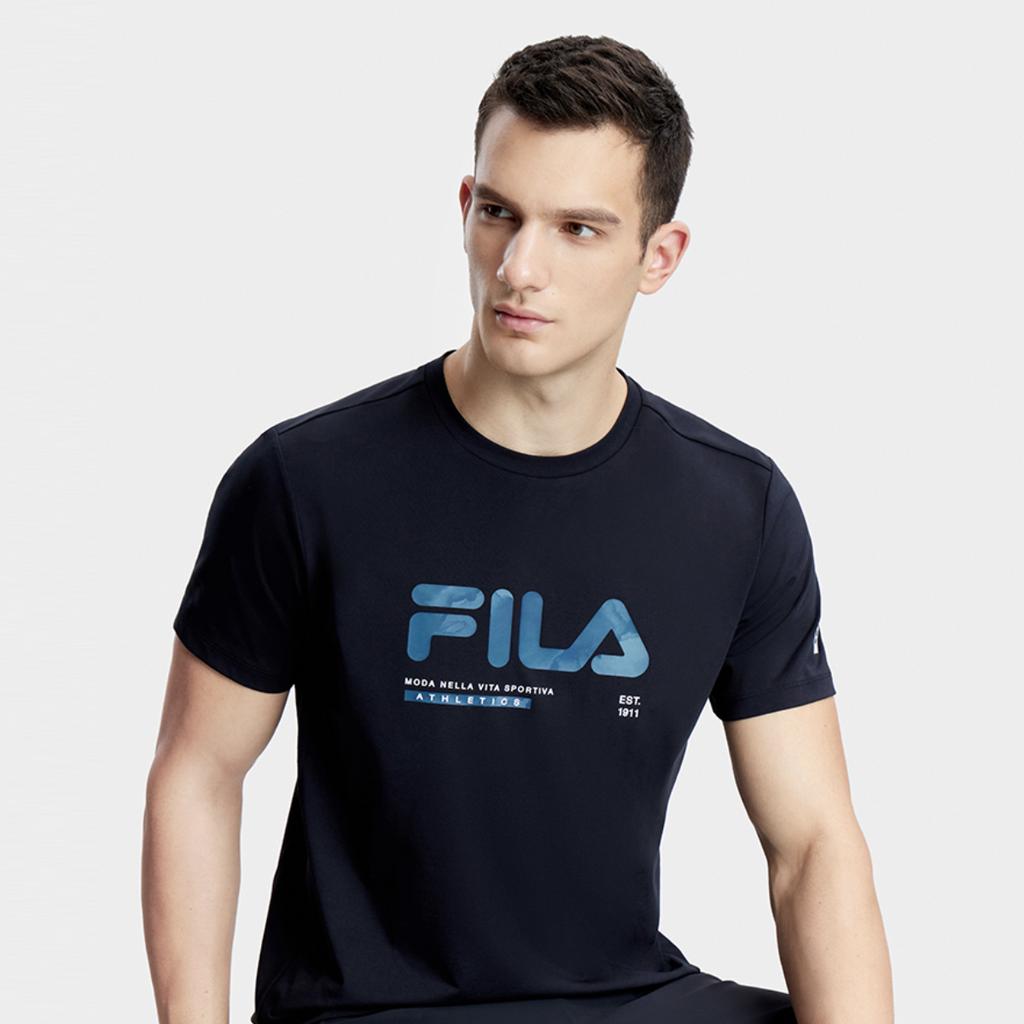 Fila Basic Minimalist Sports Fitness Cool Feeling Round Neck Short Sleeve T-Shirt Men Tops Deep-Black A11M331114F-BK