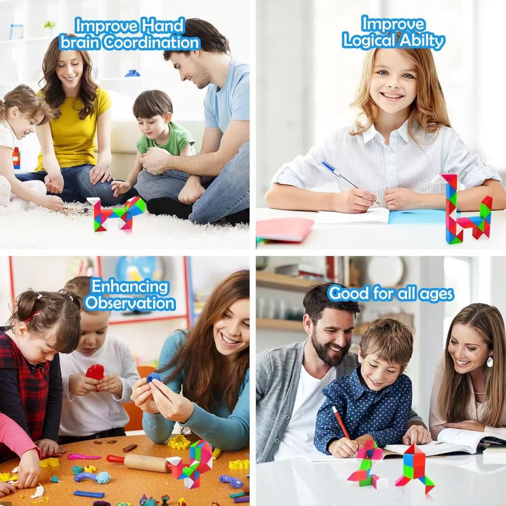 Riglă Cub Puzzle Șarpe Magic Pliabil Curcubeu Jucării Transformabile Răsucite Decomprimare Senzoriale Pentru Copii Cadouri Educaționale
