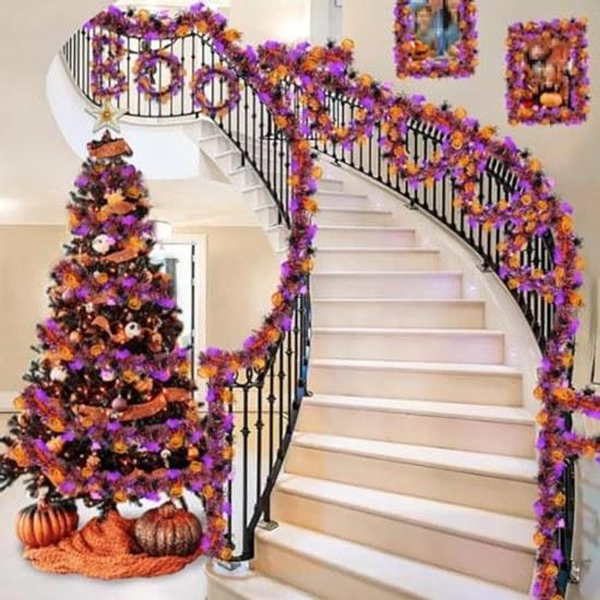 Halloween decorations Garland 5-piece set Sparkling metallic tinsel decoration decor cute pumpkin bat spider party supplies wall garden