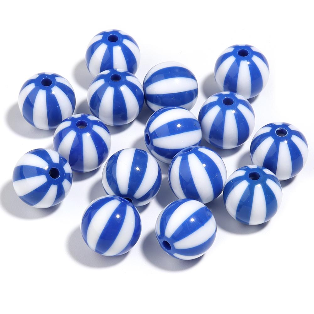 10-20pcs Acrylic Beads Big Hole Stripe Acrylic Beads Colorful Round Loose Spacer Beads For Jewelry Making DIY Bracelet Necklace