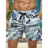 Summer New Hawaiian Plant Print Men's Street Hip Hop Casual Shorts Men's Summer Swim Shorts Drawstring Casual Shorts