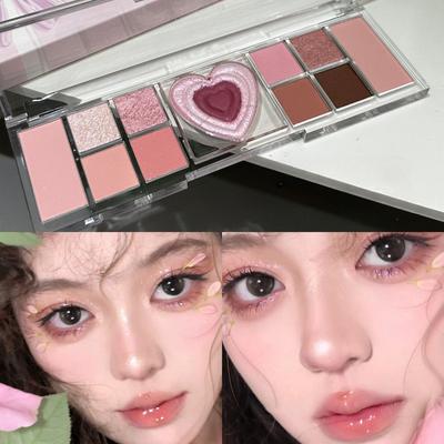 Palette de fards à paupières 12 couleurs Love Heart, couleur chair, paillettes naturelles, maquillage délicat pour les yeux, cosmétique, fard à joues mat, surligneur, palette tout-en-un