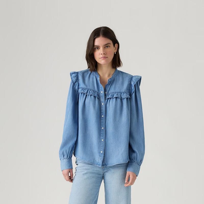 

Levi s Women s Ice Cool Ruffled Denim Shirt S