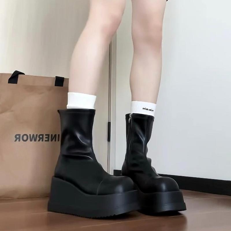 Platform Chunky Style Women Ankle Boots Fashion Autumn Winter Ladies Thick Bottom Short Booties