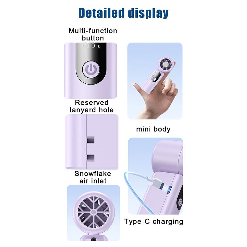 Handheld Fan: Portable Small Ice Cooling Plate- 199 Gear High-Speed Turbo 20000 RPM - Personal Foldable Battery Operated