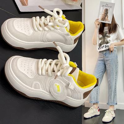 Sports Shoes Female Spring New Color Matching Lace Up Round Toe Women's Fashion Shoes Low Top Women's Casual Shoes Mixed Batch