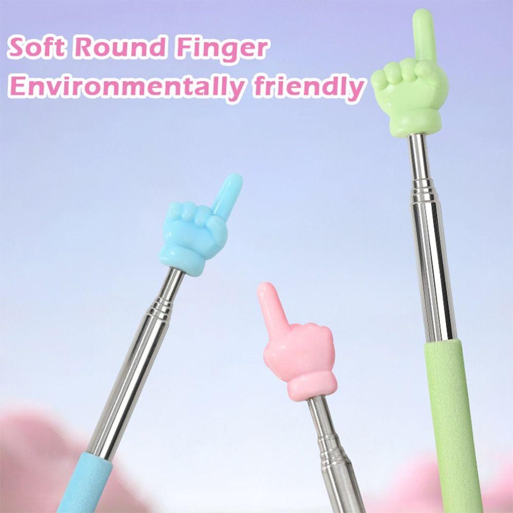 INS Stainless Steel Teaching Pointer Macaron Color Soft Finger Design Reading Sticks Retractable Teaching Stick School Office
