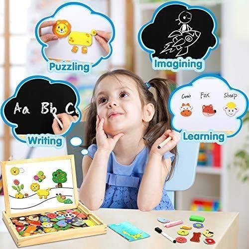 Puzzles en bois magnétique - jojoin - animaux - 110 pièces - jouets educatif - enfants 3+ ans