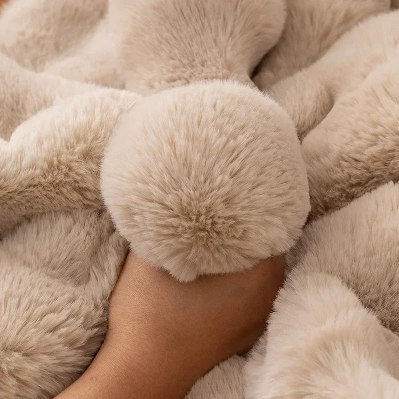 Winter Warm Plush Sofa Cushion  Minimalist Thick Simple Grid Seat Cushion High End Winter Anti-skid Fluffy  Plush  Sofa Cover