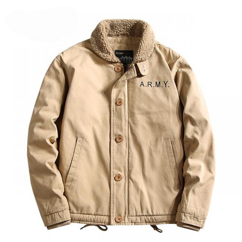 Winter Pilot Jacket Men's Cashmere Cotton-padded Jacket Lapel Jacket Plus Velvet Padded Military Uniform Cotton-padded Coat