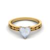 925 Sterling Silber Gold Vermeil 0,75 Karat Herzform Mondstein Solitär Blume Gravierter Schaft Hochzeits Damen Ring