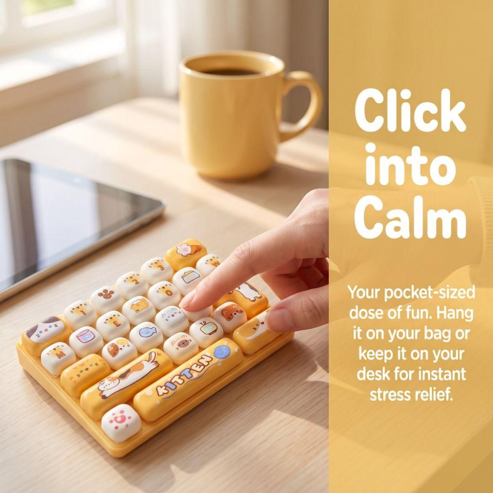 Cute Design Decompression Button Toy 26 Key Keyboard Keychain Accessories Gift
