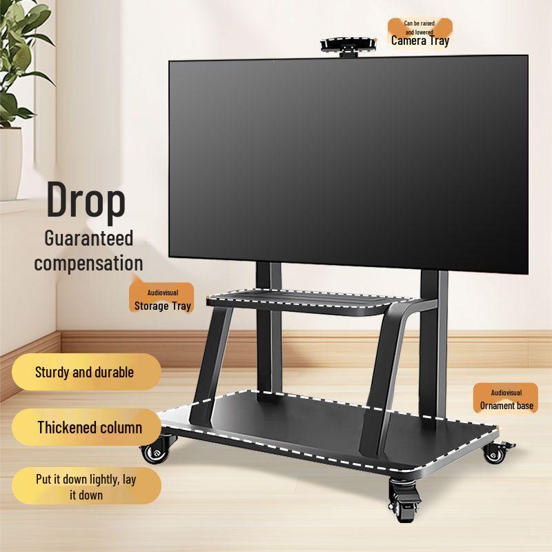 Mobile TV Stand with Wheels - Universal Vertical Bracket and Floor Mount