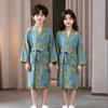 Children's Pure Cotton Double-Layer Gauze Jacquard Kimono Pajamas with Long Sleeves