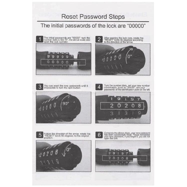 New Hot Bike Chain Locks 5 Digit Resettable Combination Password Bicycle Lock