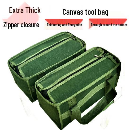 Durable Canvas Electrician's Tool Bag with Zipper for Auto Repair