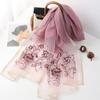 Four Season Silk Wool Scarf Women Hijab Pashmina Shawls Wrap Luxury Bandana Floral Pashmina Embroidery Scarves Foulard Fashion
