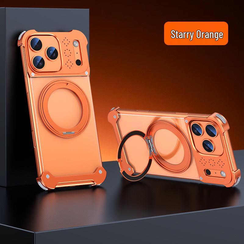 Apple 17 Pro Max Metal Aroma Magnetic Phone Case with 360° Rotating Bracket for iPhone 16
