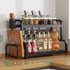 2-Tier Carbon Steel Kitchen Seasoning Rack with Holders