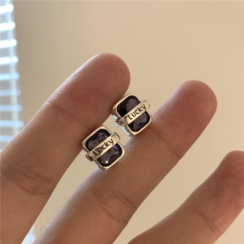 Retro Korean & Japanese Zirconia Earrings - Women s Creative Hip Hop Fashion Gem Ear Studs