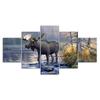 Big Moose Lake Forest 5 Piece Five Panel Wall Canvas Print Modern Art Poster Picture Home Decor Gift For Him For Her