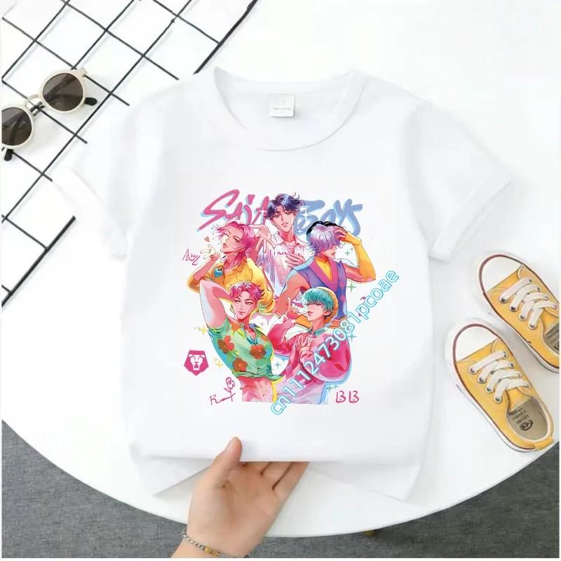 Summer Movie Soft Polyester KPop Demon Hunters Girl's T-Shirt Anime SAJA BOYS Short-sleeved Shirt Fashion Tee Parent-child Outfit
