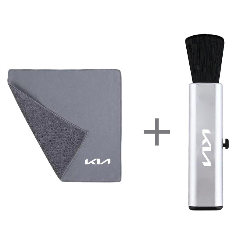 Keyring Car Wash Accessories Microfiber Suede Towel with Retractable Cleaning Brush for KIA K3 K5 Sportege Picanto Optima Soul dmzu30