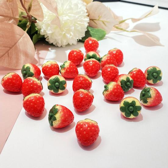 Artificial Mini Strawberry Resin Figurine Simulation Tiny Strawberry Statues Lifelike Faux Fruits Bulk for DIY Crafts Cake Topper Home Office Desktop
