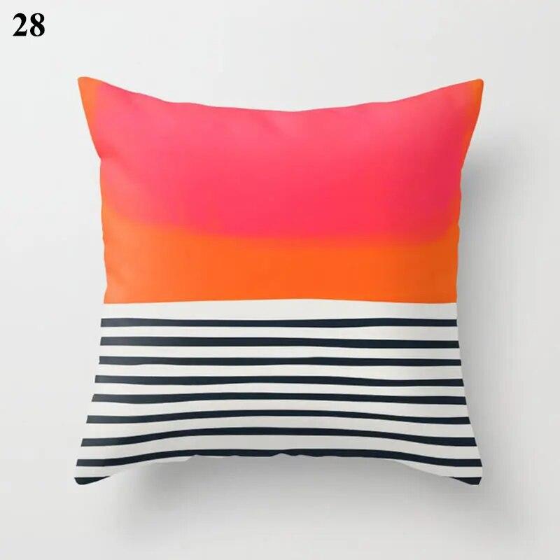 Red Cushion Cover Geometric Print Pillowcase  Wedding Decor